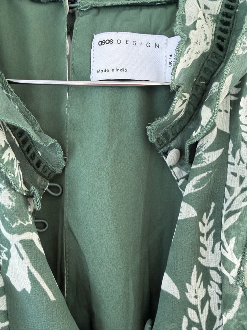 ASOS Green Floral Ruffle Mini Dress - Picture 2 of 5